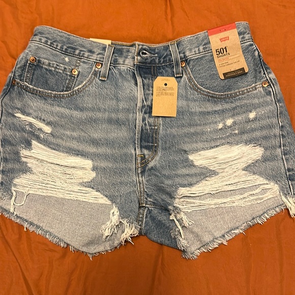 Levi's Pants - LEVIS 501 Button-Fly Denim Shorts Distressed Size 31 NWT